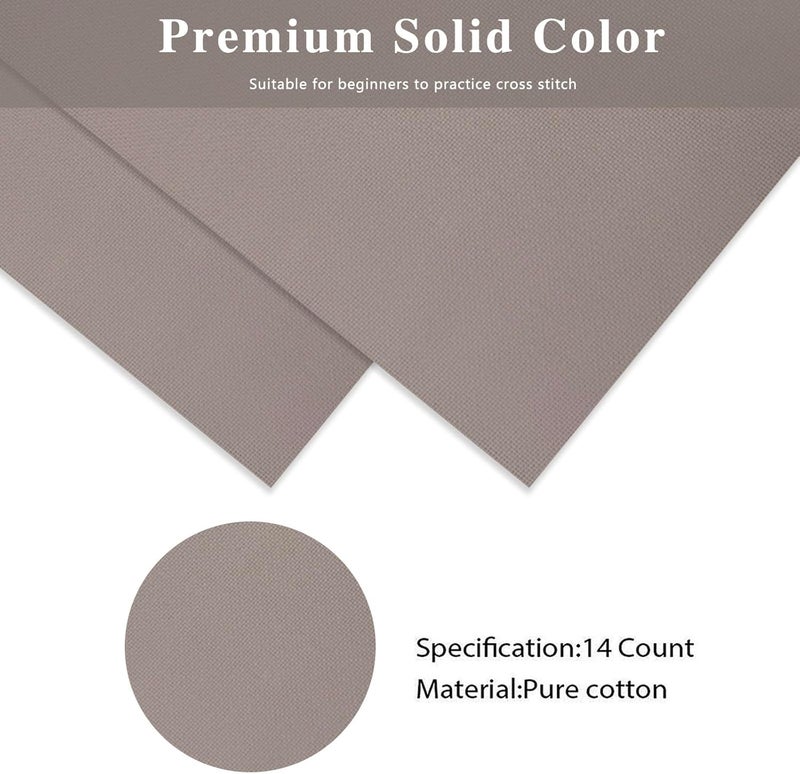 Zhenqing 14CT Aida Cloth - 30x35 Inch Cross Stitch Fabric for Embroidery, Pre-Cut Needlework Material, Acid-Free, Durable Weave(Light Coffee Color) - Image 3